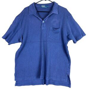Vintage Rare Ralph Lauren Mens Shirt Polo Purple Blue Knit Chest Pocket Size XL
